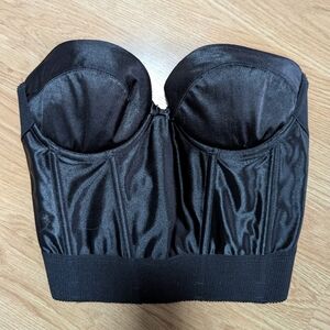 Wonder Bra Black Strapless Bustier Satin Size 36B